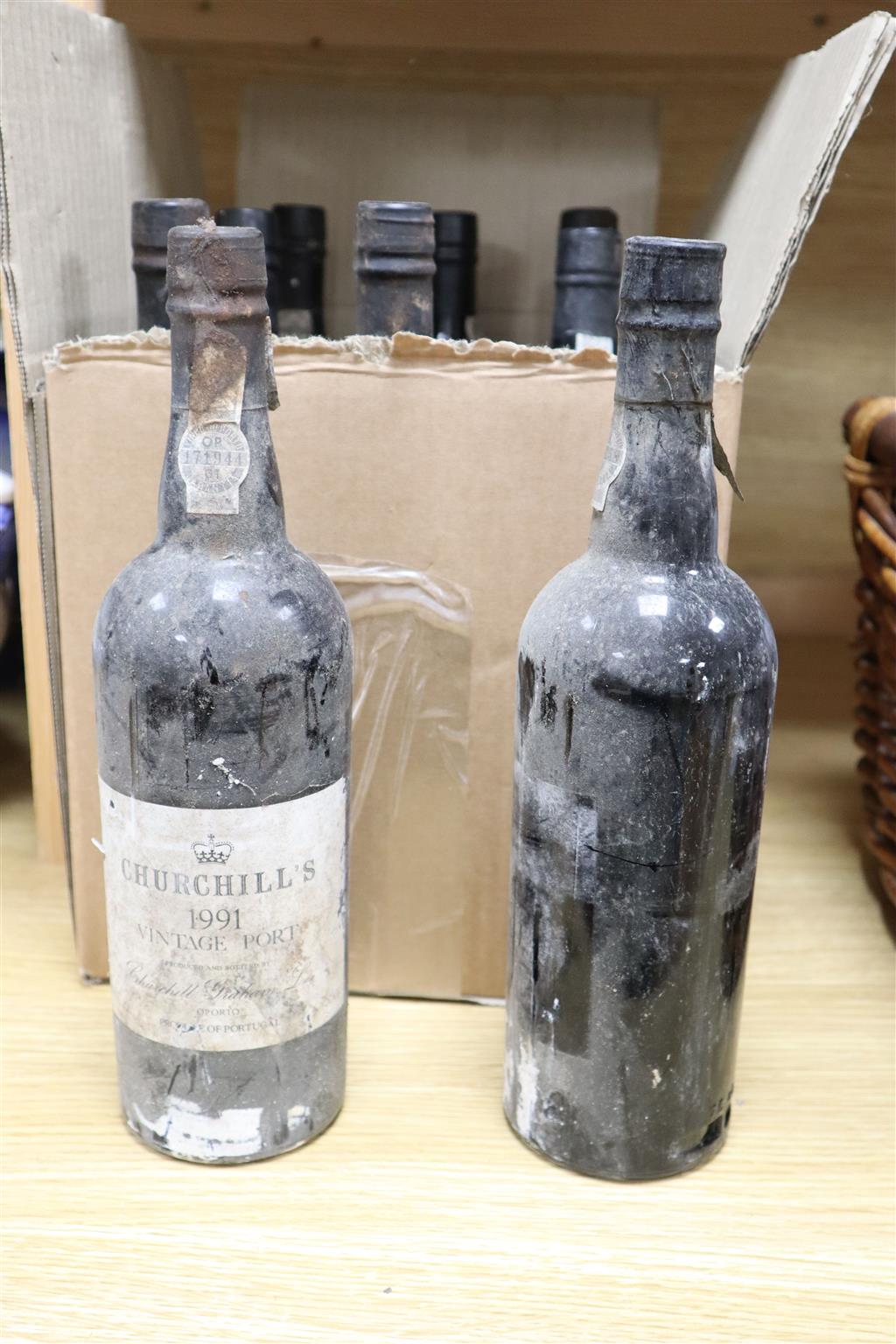 Nine bottles of vintage Port to include Churchills 1991 (3)
